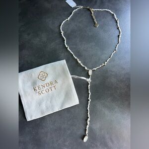 Kendra Scott Bethany Stone Lariat Necklace, 17" White Pearl NWT